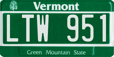 VT license plate LTW951