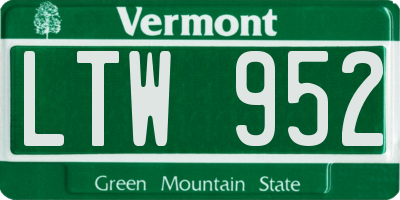 VT license plate LTW952