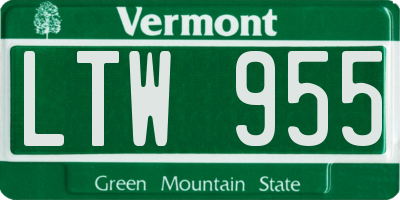 VT license plate LTW955