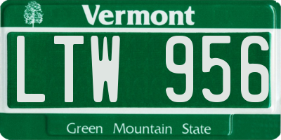 VT license plate LTW956