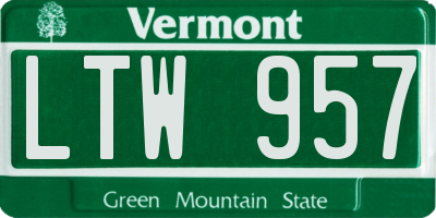 VT license plate LTW957