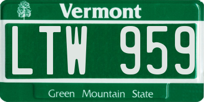 VT license plate LTW959