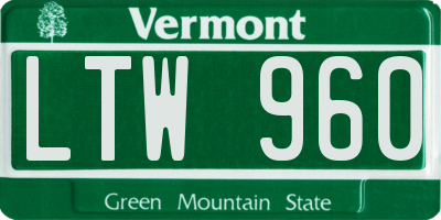 VT license plate LTW960