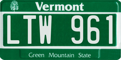 VT license plate LTW961