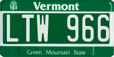 VT license plate LTW966