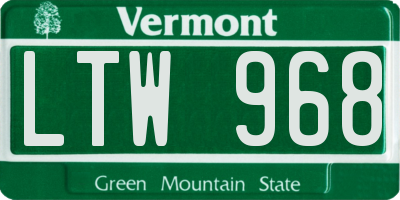 VT license plate LTW968