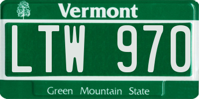 VT license plate LTW970