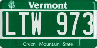 VT license plate LTW973