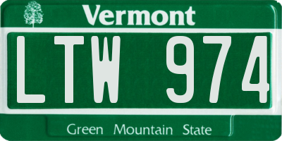 VT license plate LTW974