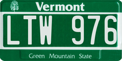 VT license plate LTW976