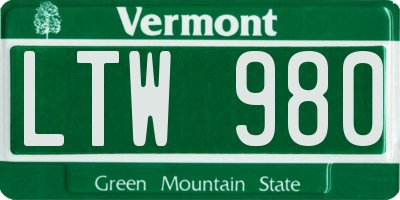 VT license plate LTW980