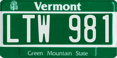 VT license plate LTW981