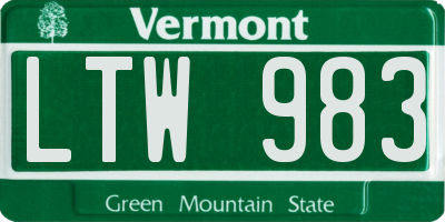 VT license plate LTW983