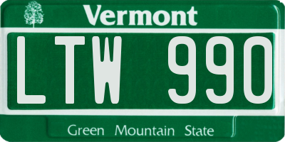 VT license plate LTW990