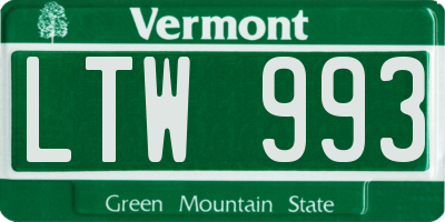 VT license plate LTW993