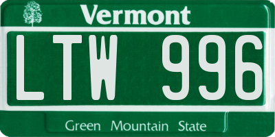 VT license plate LTW996
