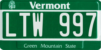 VT license plate LTW997