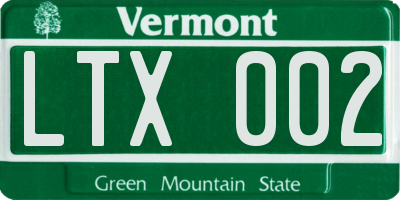 VT license plate LTX002