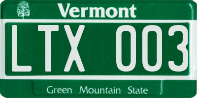 VT license plate LTX003