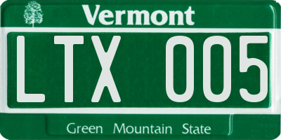 VT license plate LTX005