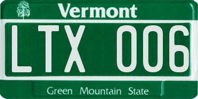 VT license plate LTX006