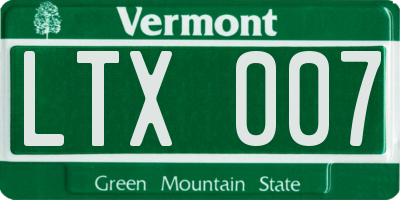 VT license plate LTX007