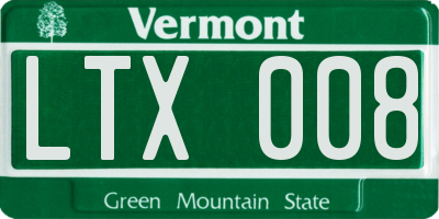 VT license plate LTX008