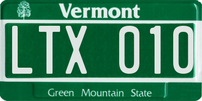 VT license plate LTX010