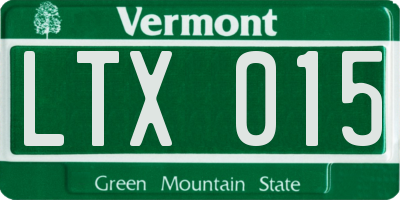 VT license plate LTX015