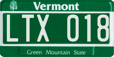 VT license plate LTX018