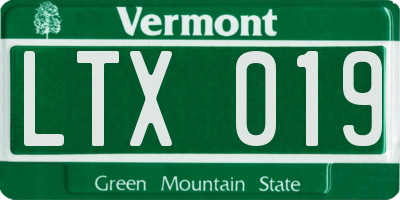 VT license plate LTX019