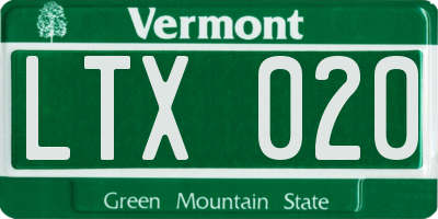 VT license plate LTX020