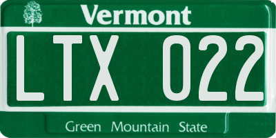 VT license plate LTX022
