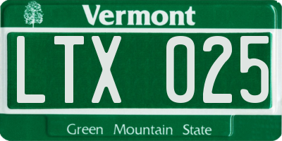 VT license plate LTX025