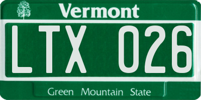 VT license plate LTX026