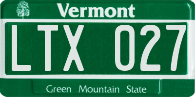 VT license plate LTX027
