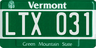 VT license plate LTX031
