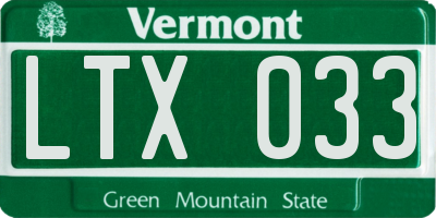 VT license plate LTX033