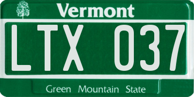 VT license plate LTX037