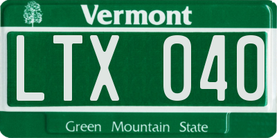 VT license plate LTX040