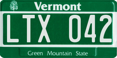VT license plate LTX042
