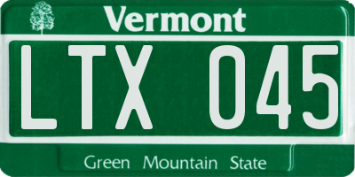 VT license plate LTX045