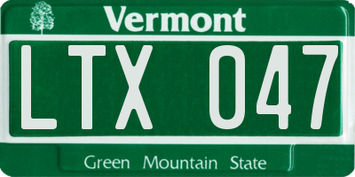 VT license plate LTX047