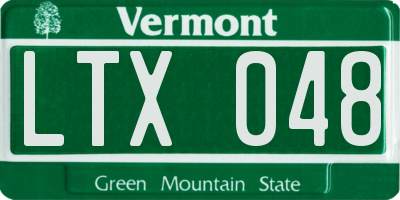 VT license plate LTX048