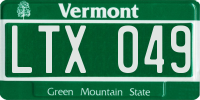 VT license plate LTX049