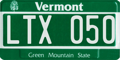 VT license plate LTX050