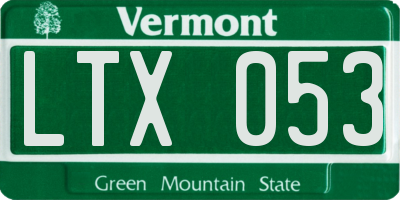 VT license plate LTX053