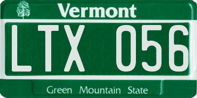 VT license plate LTX056