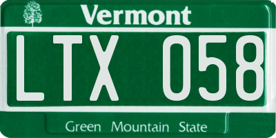 VT license plate LTX058