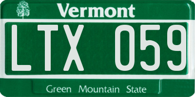 VT license plate LTX059